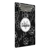 Eenvoudig zwart-wit Floral monogram Mini Klembord (Schuin)