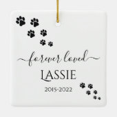 Eenvoudig zwart wit Forever geliefd Pet Memorial Keramisch Ornament (Achterkant)