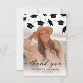 Eenvoudig zwart wit foto Afstuderen Bedankkaart (Voorkant)