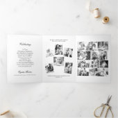 Eenvoudig zwart-wit foto begrafenisprogramma drieluik uitnodiging (Binnen)