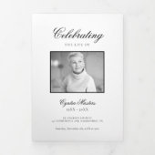 Eenvoudig zwart-wit foto begrafenisprogramma drieluik uitnodiging (Cover)