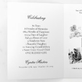 Eenvoudig zwart-wit foto begrafenisprogramma drieluik uitnodiging (Binnenzijde eerst)