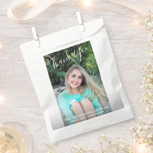 Eenvoudig zwart-wit fotomodern Afstuderen Bedankzakje (Geknipt)