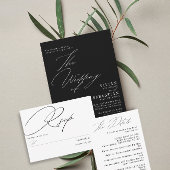 Eenvoudig zwart wit geen maaltijd RSVP kaartje