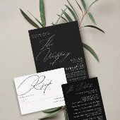 Eenvoudig zwart wit geen maaltijd RSVP kaartje