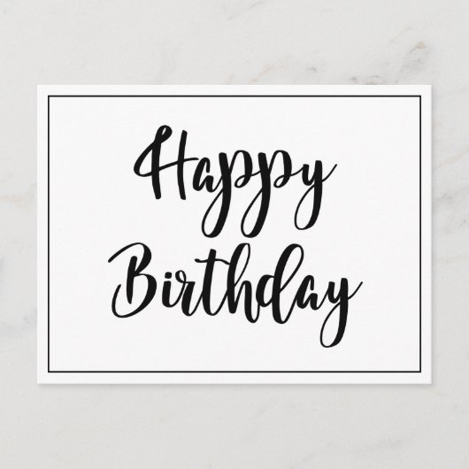 Eenvoudig Zwart Wit Gelukkig Verjaardag  Briefkaart (Voorkant)