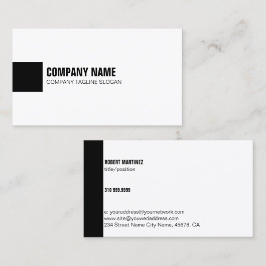 Eenvoudig zwart-wit geometrisch ontwerp visitekaartje (Voorkant / Achterkant)