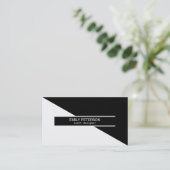 Eenvoudig zwart-wit geometrisch ontwerp visitekaartje (Staand voorkant)