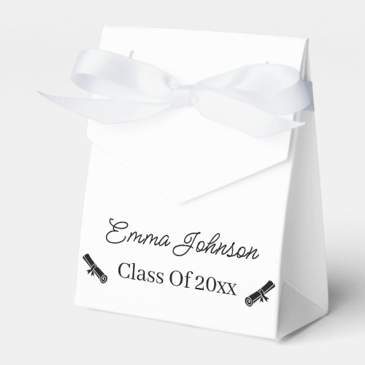 Eenvoudig zwart-wit Gepersonaliseerd Afstuderen Bedankdoosjes (Voorkant Zijde)