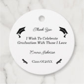Eenvoudig zwart-wit Gepersonaliseerd Afstuderen Bedankjes Labels (Voorkant)