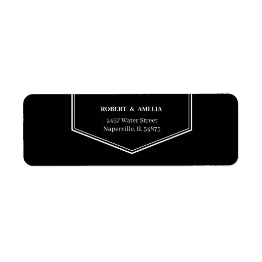 Eenvoudig zwart-wit gepersonaliseerd retouradres etiket (Voorkant)