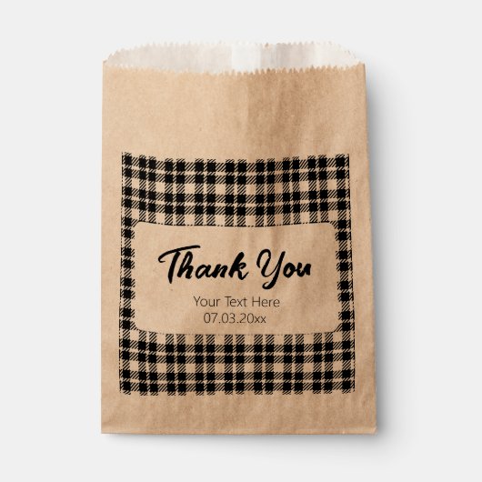 Eenvoudig zwart-wit geruit gingham patroon bedankzakje (Voorkant)