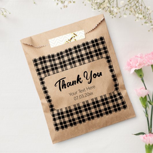 Eenvoudig zwart-wit geruit gingham patroon bedankzakje (Gezegeld)