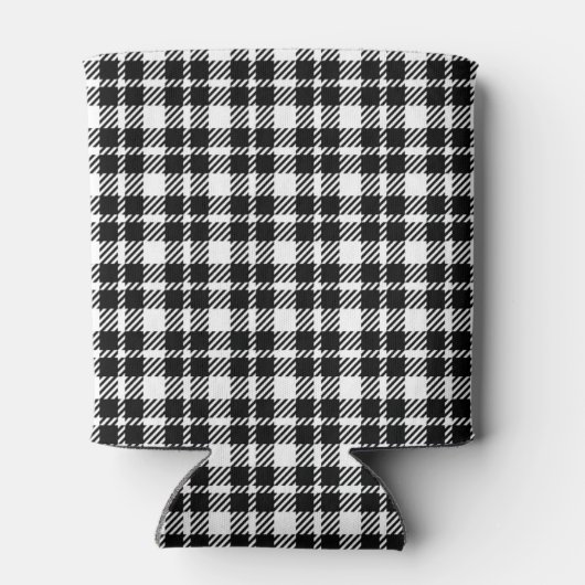 Eenvoudig zwart-wit geruit gingham patroon blikjeskoeler (Achterkant)