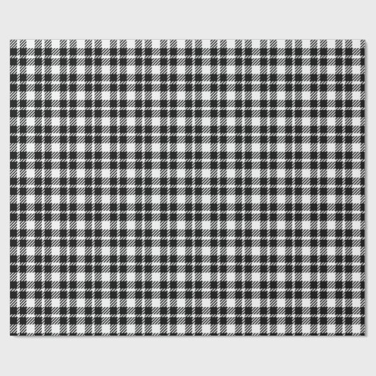 Eenvoudig zwart-wit geruit gingham patroon cadeaupapier (Vlak)