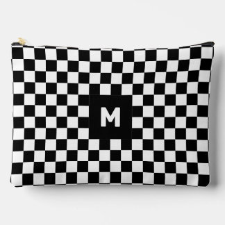 Eenvoudig zwart-wit geruit patroon Monogram Etui