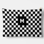 Eenvoudig zwart-wit geruit patroon Monogram Etui (Achterkant)