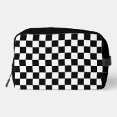Eenvoudig zwart-wit geruit patroon toilettasje (Achterkant)