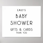 Eenvoudig zwart wit geschenken Kaarten Baby shower Poster (Voorkant)