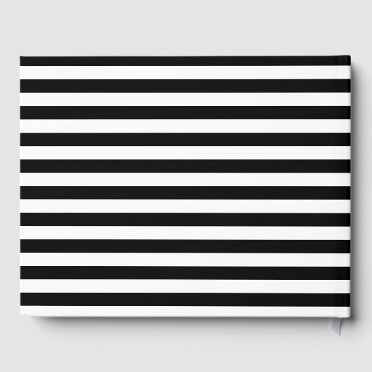 Eenvoudig zwart-wit gestreepte bruiloft gastenboek (Achterkant)