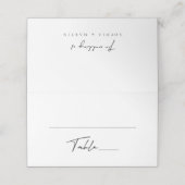 Eenvoudig zwart-wit, gevouwen bruiloft plaatskaartje (Buitenkant ongevouwen)