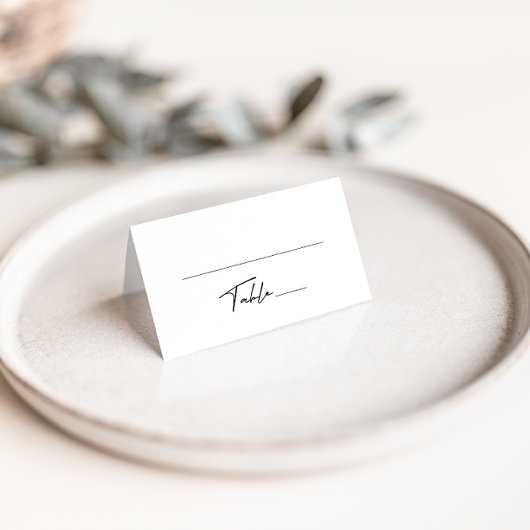 Eenvoudig zwart-wit, gevouwen bruiloft plaatskaartje