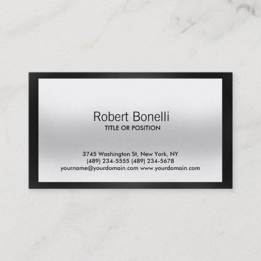 Eenvoudig zwart, wit, glad, modern Visitekaartje (Voorkant)