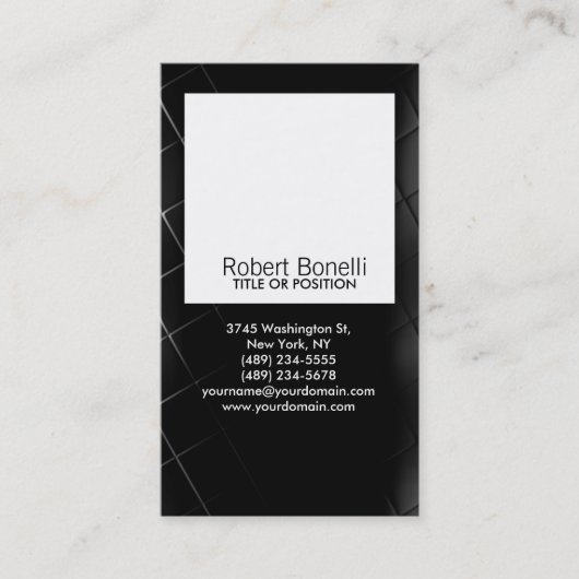 Eenvoudig zwart, wit, glad, modern Visitekaartje (Voorkant)