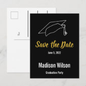 Eenvoudig zwart-wit goud bespaart het Afstuderen D Aankondigingskaart (Voorkant / Achterkant)