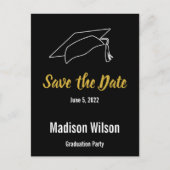 Eenvoudig zwart-wit goud bespaart het Afstuderen D Aankondigingskaart (Voorkant)