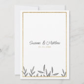 Eenvoudig zwart wit goud bloemenblad RSVP Kaart (Achterkant)