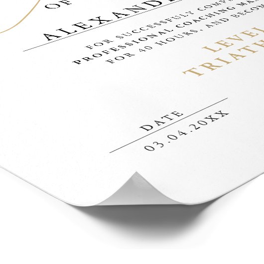 Eenvoudig Zwart Wit Goud Certificaat Award Diploma Poster (Hoek)