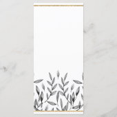 Eenvoudig zwart wit goud gebladerte Bruiloft Menu (Achterkant)