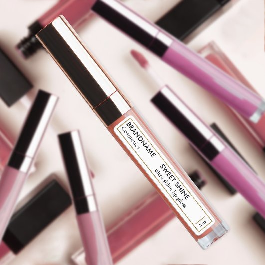 Eenvoudig zwart & wit goud Glitter Lip Gloss merk Labels