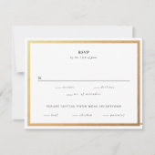 Eenvoudig zwart-wit goudbruin huwelijk RSVP kaartje (Voorkant)