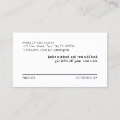 Eenvoudig zwart-wit goudhart aanbevelingskaartje (Achterkant)