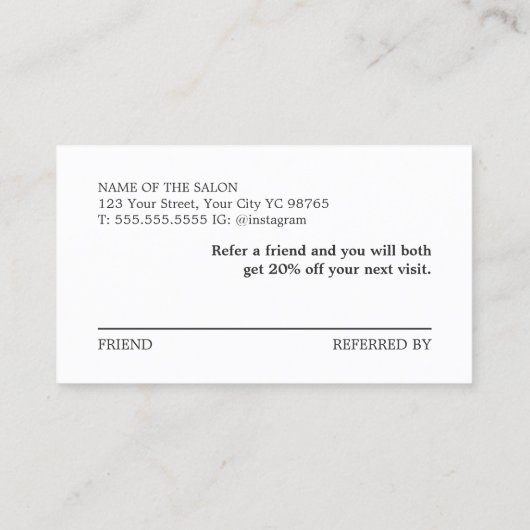 Eenvoudig zwart-wit goudhart aanbevelingskaartje (Achterkant)