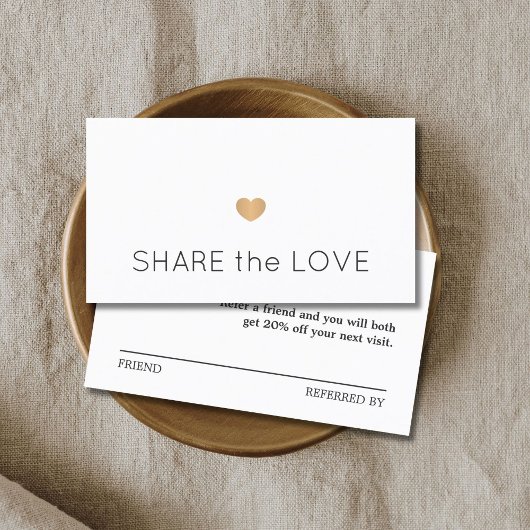 Eenvoudig zwart-wit goudhart aanbevelingskaartje