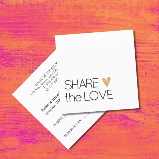 Eenvoudig zwart-wit goudhart aanbevelingskaartje