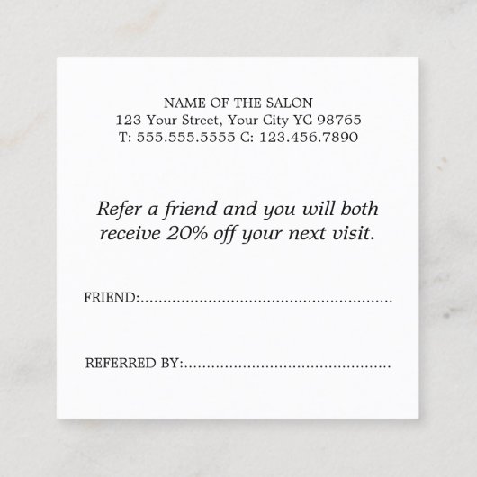 Eenvoudig zwart-wit goudhart aanbevelingskaartje (Achterkant)