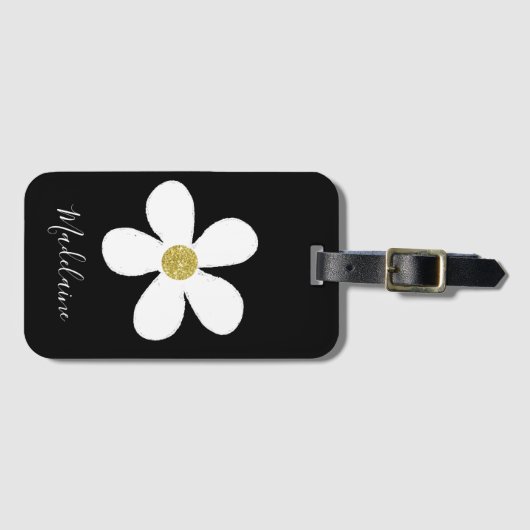 Eenvoudig zwart-wit, goudreizen bagagelabel (Voorkant (horizontaal))