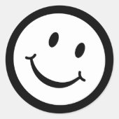 Eenvoudig zwart wit grafisch gezicht ronde sticker (Voorkant)