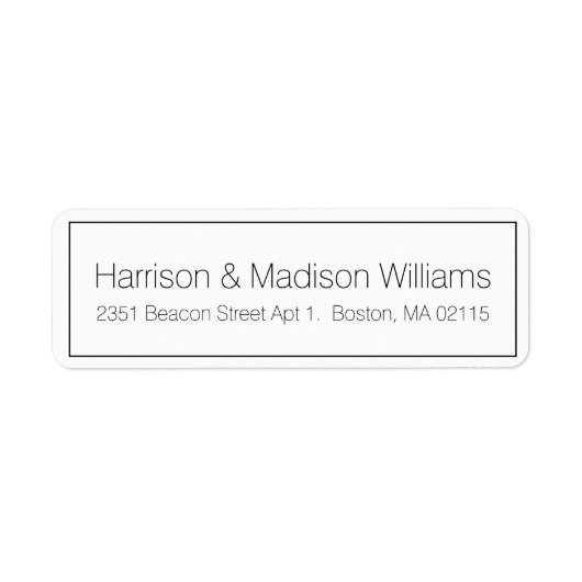 Eenvoudig zwart-wit grens modern terugkeeradres etiket (Voorkant)