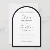 Eenvoudig zwart-wit grensscript Wedding Arch Kaart (Voorkant)