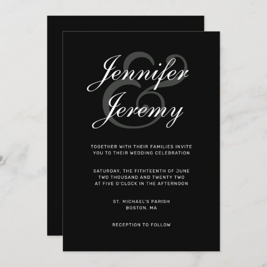 Eenvoudig zwart-wit grijs script in één kaart (Voorkant / Achterkant)