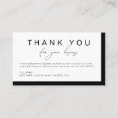 Eenvoudig zwart wit handgeschreven script dank u visitekaartje (Achterkant)