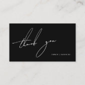 Eenvoudig zwart wit handgeschreven script dank u visitekaartje (Voorkant)