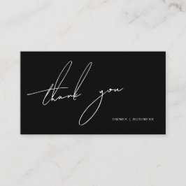 Eenvoudig zwart wit handgeschreven script dank u visitekaartje