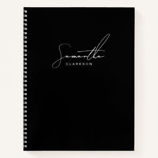 Eenvoudig Zwart-wit Handgeschreven Script Persoonl Notitieboek (Voorkant)