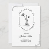 Eenvoudig Zwart, wit Handgetekende bloem vrijgezel Kaart (Voorkant)